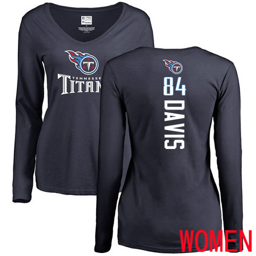 Tennessee Titans Navy Blue Women Corey Davis Backer NFL Football #84 Long Sleeve T Shirt->women nfl jersey->Women Jersey